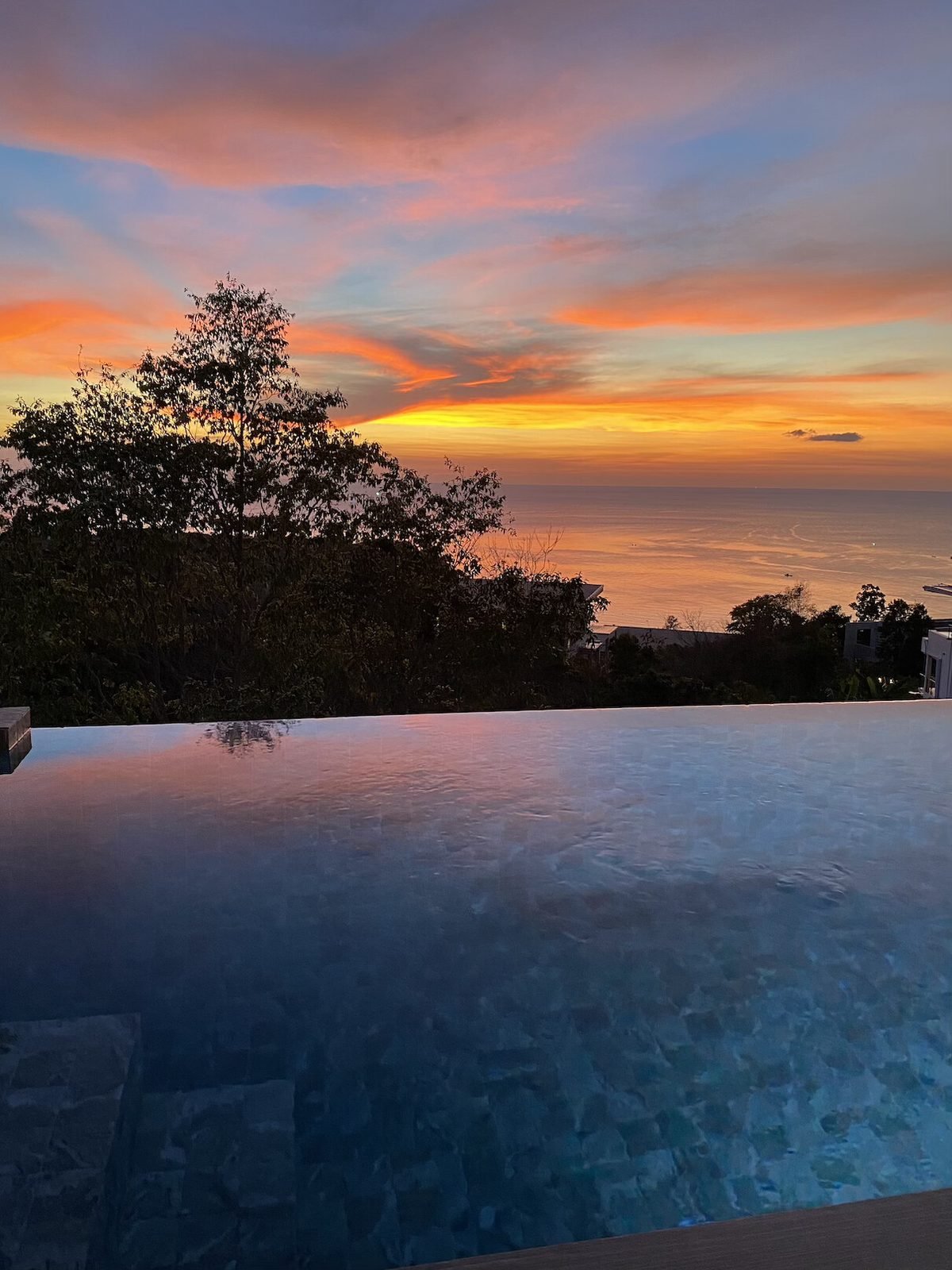 Sunset reflection on the infinity pool
